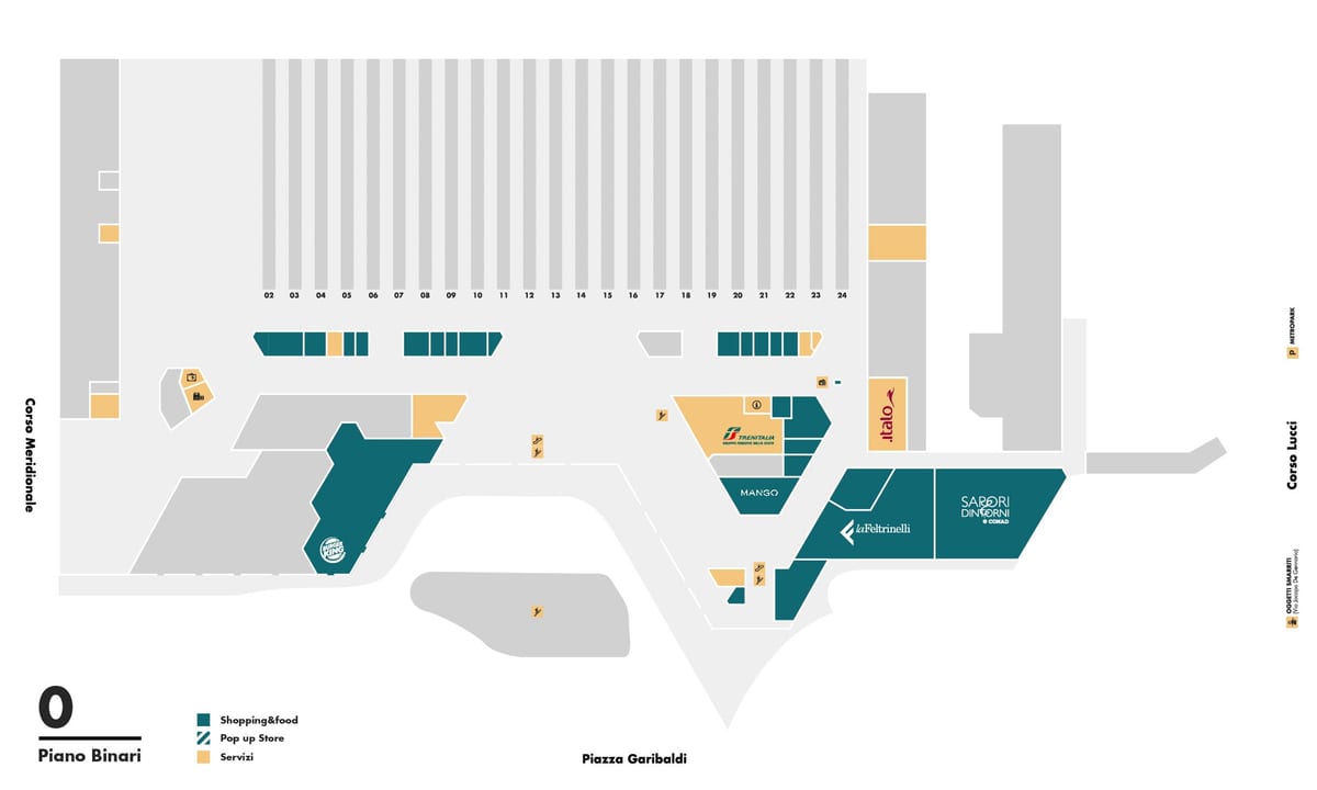 Kaart van het centrale treinstation van napels