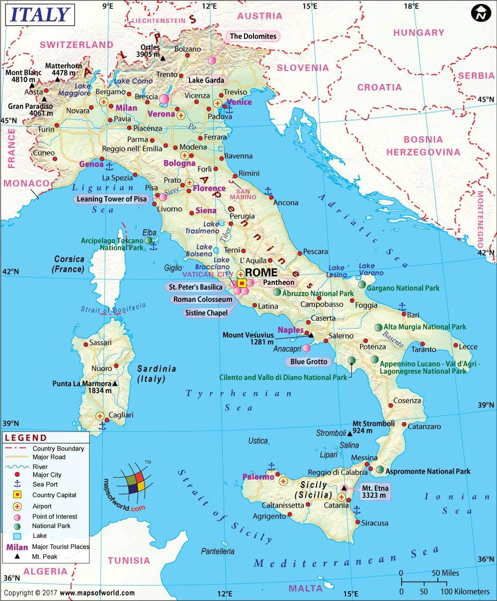 Kaart van napels italië omgeving