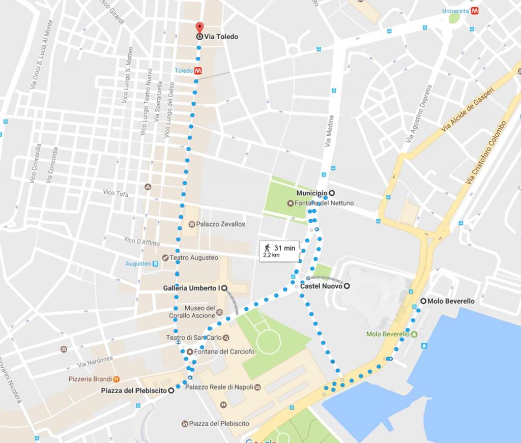 napels wandeling kaart