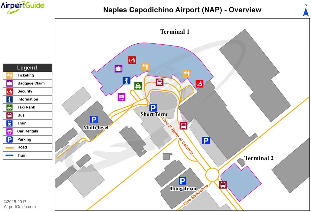 Kaart van napels luchthaven terminal
