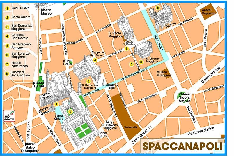 Kaart van de spaccanapoli napels