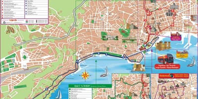 Napels hop-on-hop-off bus route kaart