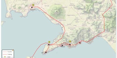 Kaart van napels italië walking tour
